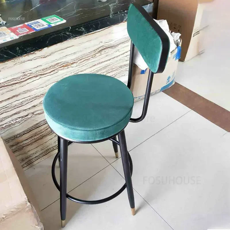 Luxury Light Bar Chairs Iron Home Bar Stools For Kitchen Furniture Front Desk High Chair Chaises Salle Manger Furniture