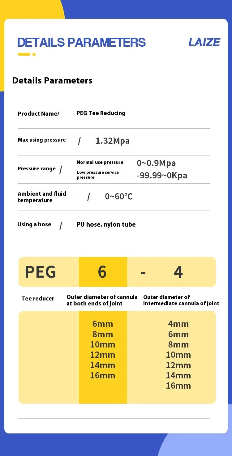 Description Picture 3 of itemAir Pipe Hose Fitting Pneumatic Fitting Black PEG Three-Way Variable Diameter Quick Connector
