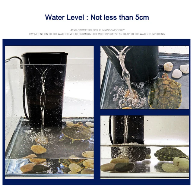 Low Water Level Fish Tank Filter Multiple in One Turtle Hanging Built-in Waterfall Filter Plastic Cleaning Water Pump Strong 6