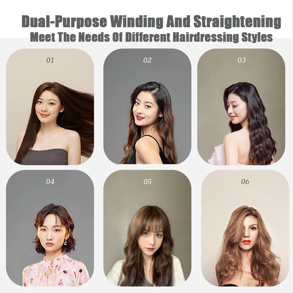 Mini Splint Flat Iron Hair Straightener Curling Wand Curly Ceramic Curler Straight Dual Purpose Hair Styling Tool WITH Hair Clip 4