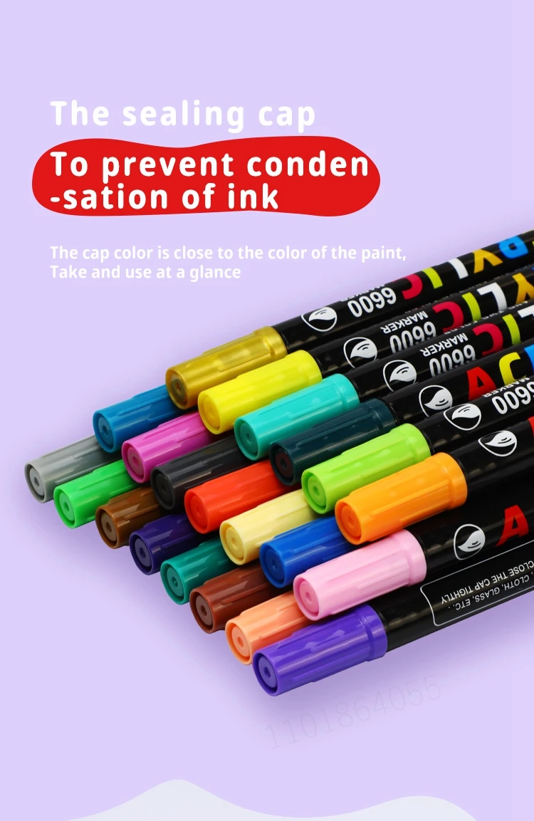 Haile 36/60 Farbe Doppel Kopf Pinsel Acrylfarbe Marker Stifte Kunst Liefert für Stein Keramik Stoff DIY Malerei karte Handwerk Stift – Detail 5