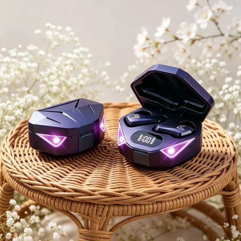 Wireless Bluetooth Earbuds with LED Display and Noise Reduction