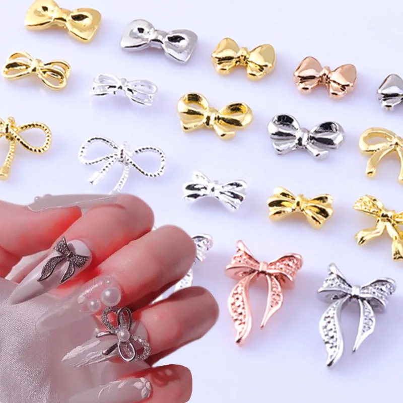 

10pcs Alloy Bowknot Nail Charms Metal Bow Charms Nail Jewels for Nail Art Rhinestones for Nails DIY Manicure Decor Accessories