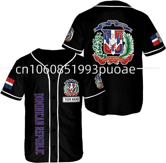 Summer New Customized Dominican Republic Baseball Jersey 3D Printed Men's and Women's Casual Fashion Street Baseball Shirt 6