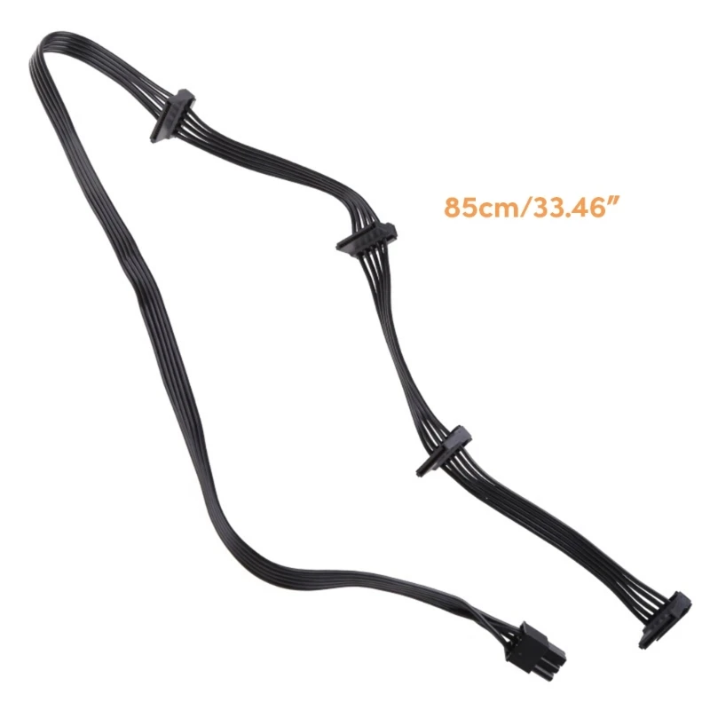 G1G2G3 전원 모듈형 18AWG 검정색 플랫라인 40cm+15cm+15cm+15cm용 6핀 4 전원 공급 장치 케이블