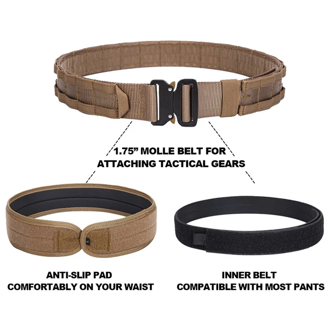 3 in 1 Battle Belt Waist Band, Quick Release 1.75" MOLLE Belt with Inner and Anti-Slip Pad- Heavy Duty Battle Belts 2