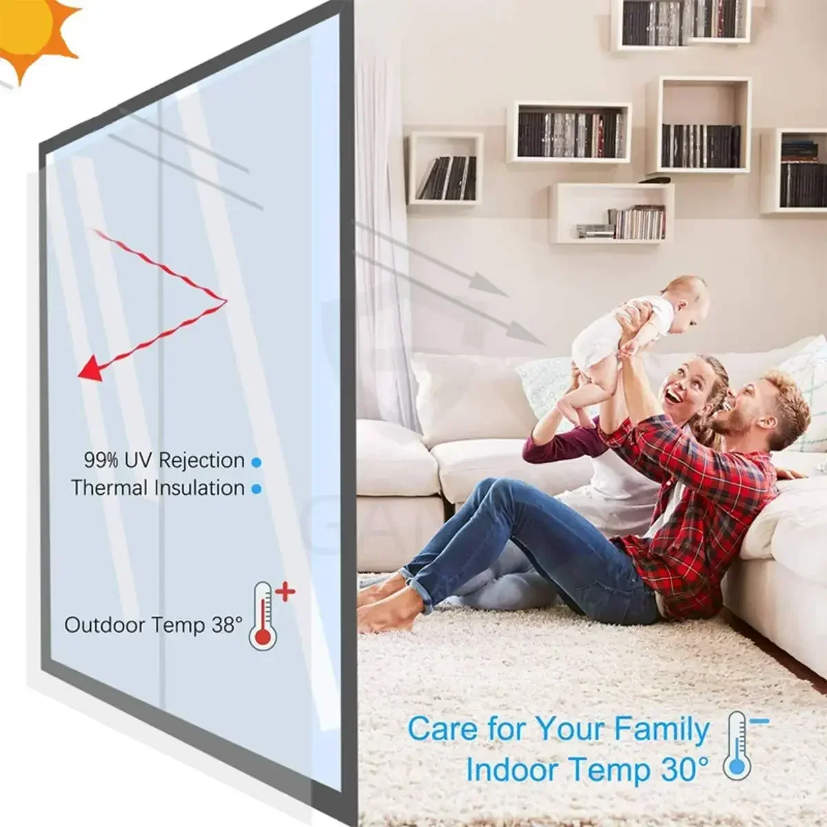 Two Side Way Mirror Window Film Solar Privacy Self-adhesive Double-sided Film Insulation Glass PET Stickers Tint Custom Size DIY