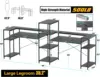 Two Person Computer Desk with Storage Shelves, 109 inches Extra Long Double Workstation Desk with Printer Shelf 2