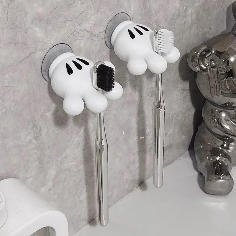 Toothbrush Holder Toothbrush Holder Mickey Palm Cute Bathroom Towel Suction Cup Multi-function Hook Traceless Hook Data Cable Winder
