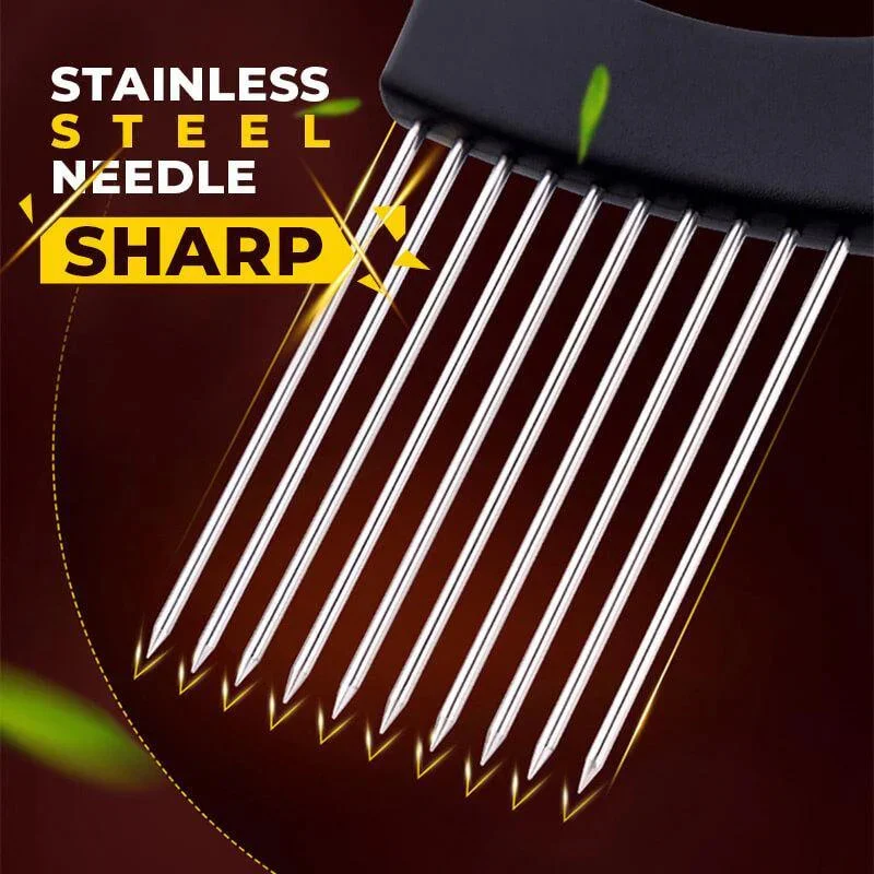 Stainless Steel Onion Cutter Holder Food Slicers Assistant Tomato Onion Slicer Holder Vegetables Cutting Fork Kitchen Gadgets