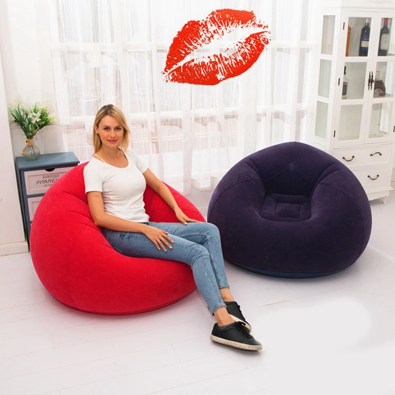 Large Inflatable Sofa Chair Bean Bag Flocking PVC Garden Lounge Beanbag Outdoor Furniture Camping Backpacking Bags