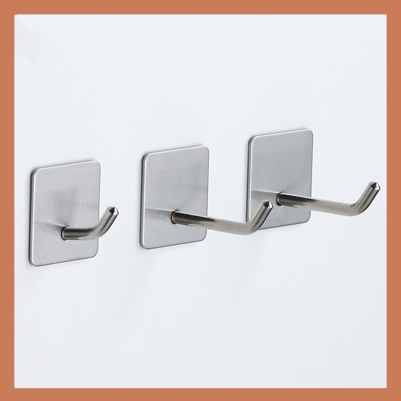 Extended Self-Adhesive Towel Hooks  Stainless Steel Stick-On Wall Hooks For holder Bathroom Kitchen Hardware Multi-Purpose Hooks