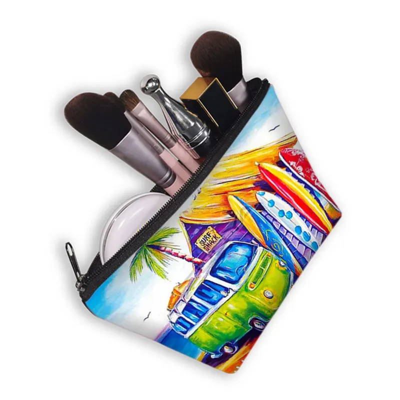 Colored cars on seaside vacation Cosmetic Bag Makeup Bag Storage Bags Portable Cosmetic Case Gift storage bag cosmetic bag cosmetic storage bag toiletry bag makeup bag cosmetic case