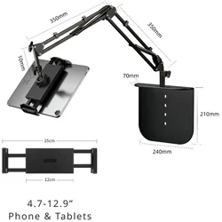 Adjustable 360° Rotating Metal Arm Phone and Tablet Stand Holder (Design C)