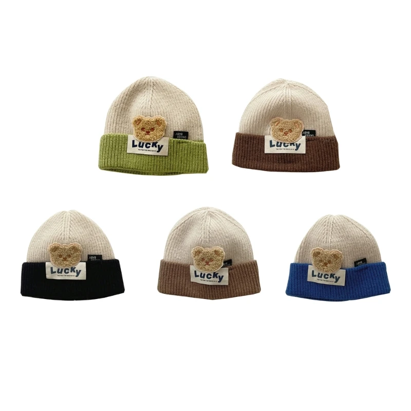 

Зимняя теплая шапка BigPompom Kids Baby Bonnet Cap Hairball Bear Hat для мальчика и девочки