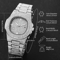 Luxury Full Diamond Men's Stainless Steel Watches Male Sports Quartz Wristwatch with Calendar 6