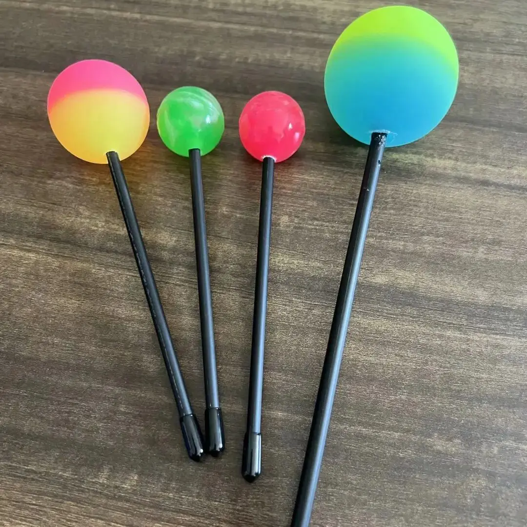 Arborea Colorful Friction Balls Random Color Silicone Material Sound Healing Tools Whale Sound Gong Mallet Stick,bell mallets