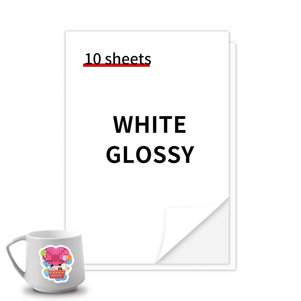 Printable Vinyl Sticker Paper A4 Glossy Self-Adhesive Inkjet Printer Paper for Inkjet Printer DIY Decals Gift Crafts 10 Sheets vinyl sticker paper