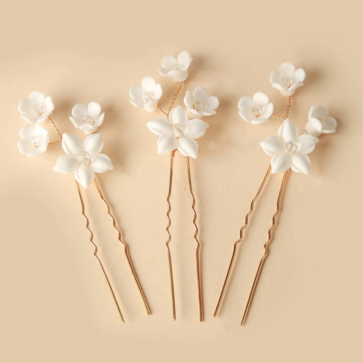 

Fashion Ceramic Flower Bride Hair Pins for Women Bridal Wedding Tiara Head Ornaments Headdress Hair Pin Hair Accessories Jewelry