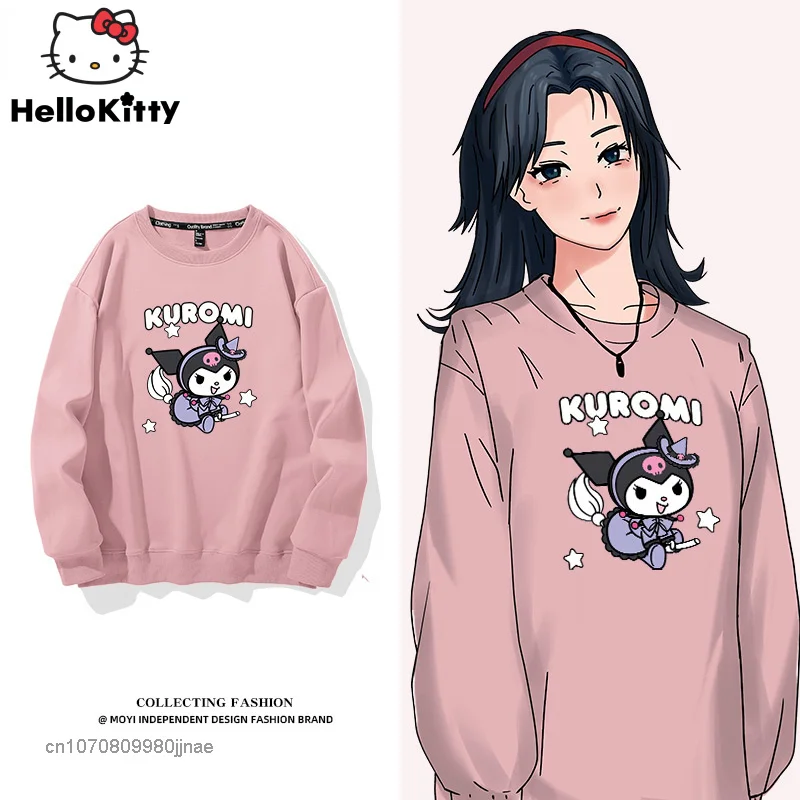 Sanrio Kuromi Cartoon Print Clothes Girl Japanese College Style Top Vintage Harajuku Style Couple Y2K Fashion Shirt For Women