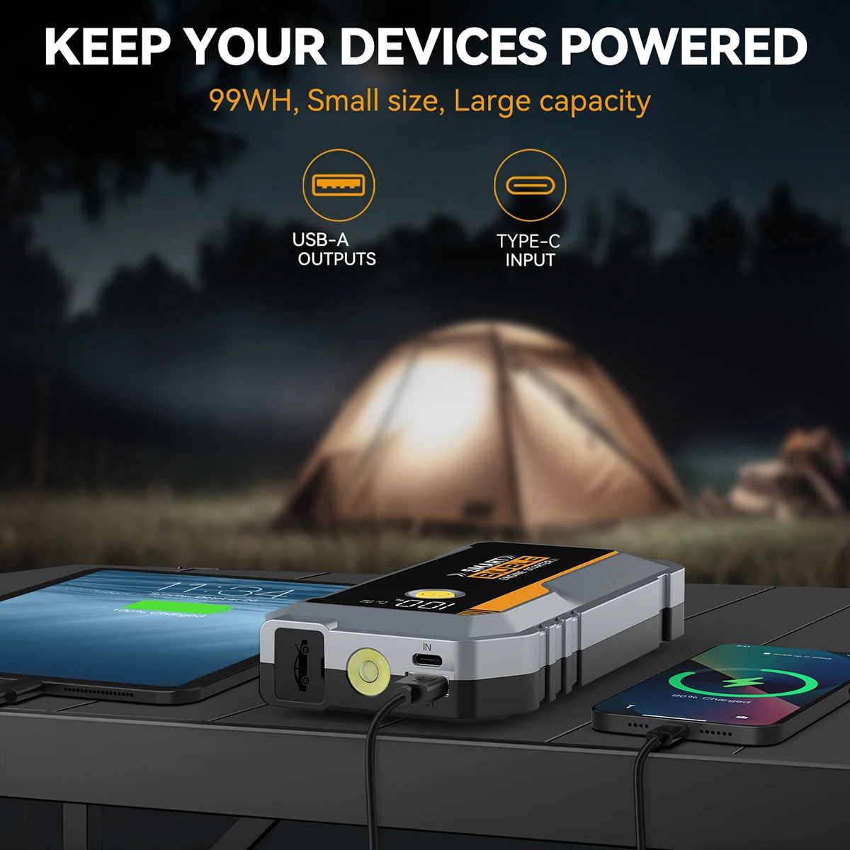 Car Battery Starter, 5000A Peak 12V Car Auto Start Power Bank with LED Flashlight (up to 10L petrol or 8.0L diesel engine)