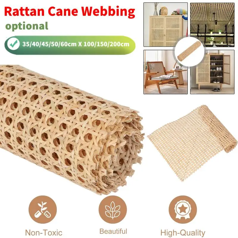 

35-60cm Width 1-2 Meters Length PE Rattan Cane Roll Webbing Wicker Sheet Outdoor Chair Table Furniture Repair Material DIY