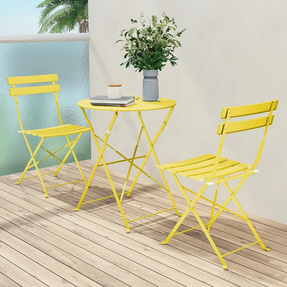 

Outdoor Chairs,3-Piece Bistro Set,Folding Outdoor Sets,with Premium Steel Frame Portable Design,for Bistro & Balcony