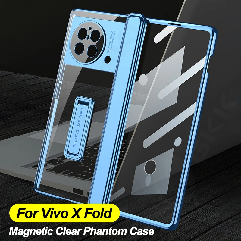 

GKK Magnetic Hinge All-included Cover For Vivo X Fold Case Luxury Plating Clear Screen Glass Hard Bracket Cover For Vivo X Fold