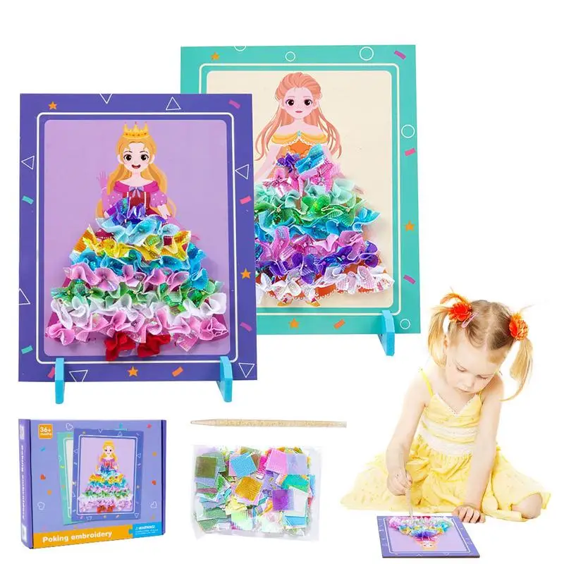 

Dress Up Book For Kids DIY Wooden Poking Painting Sticker Activity Books Colorful Painting Activity Books For Relaxing