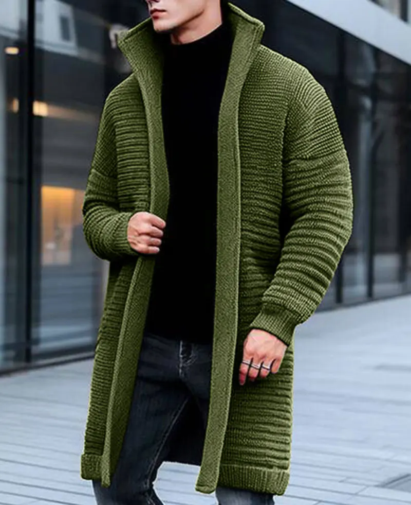 

Men's Knitted Sweater Cardigan Casual Daily Long Sleeved Lapel Collar Sweater,Trendy Solid Color Male's Oversized Cardigan Coat