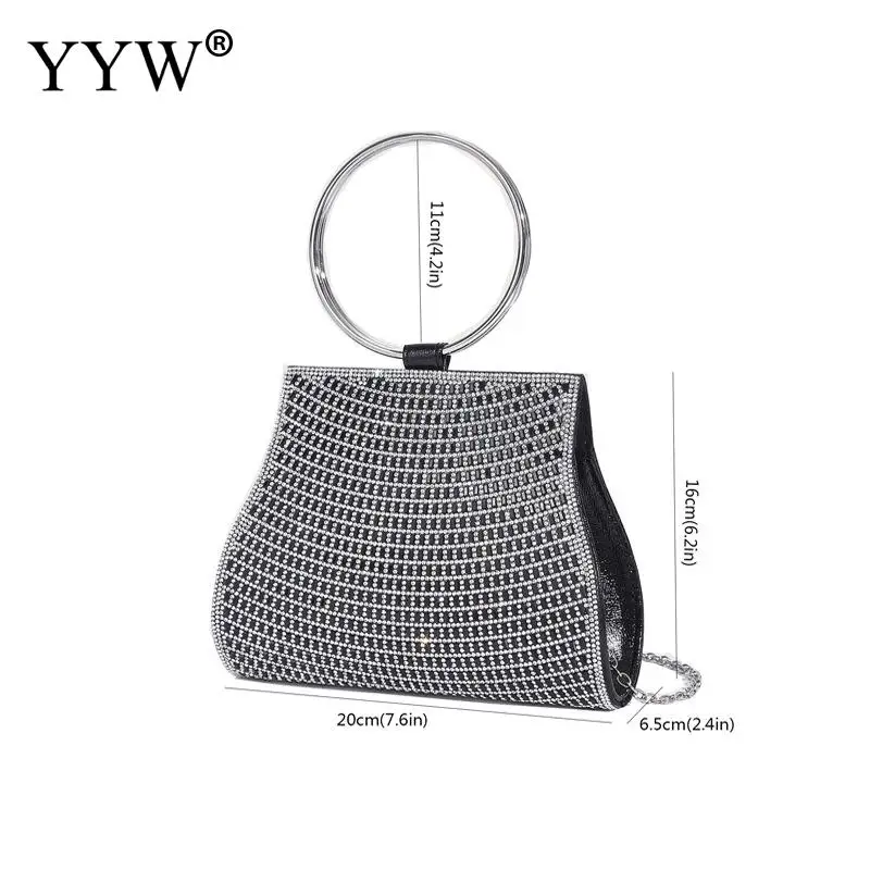 Luxury Diamond Evening Clutch Bags Women Purse Handbag Elegant Ring Handle For Women Bride Bridesmaid Wedding Party Handbag