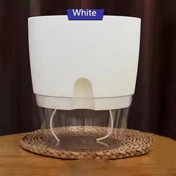 Self - Watering Flower Pots with Drainage Holes - Double - Layer Design for Optimal Plant Hydration (WHITE)