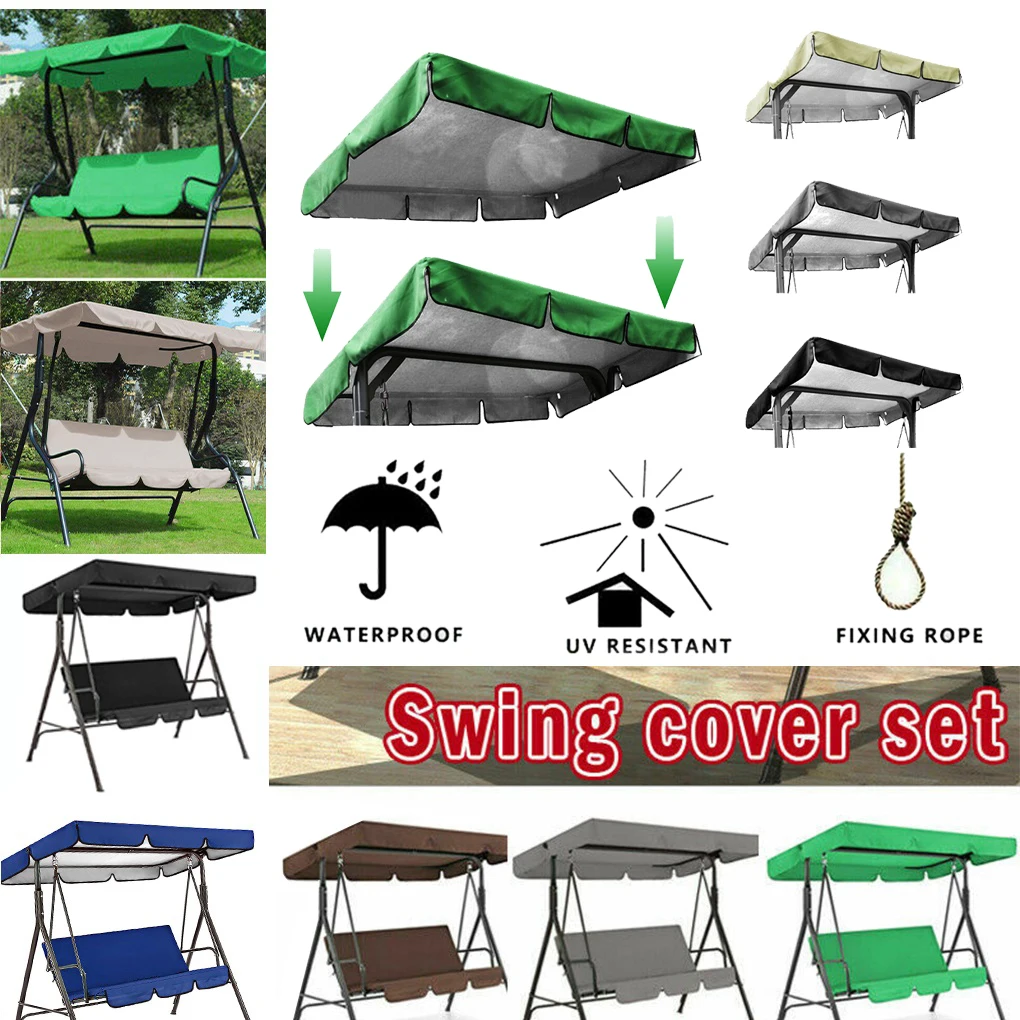 Garden Chair Cover Playground Patio Swing Chair Top Cover Waterproof Sunshade Canopy Seat Top Awning 210D 190*132*15 150*50*10cm