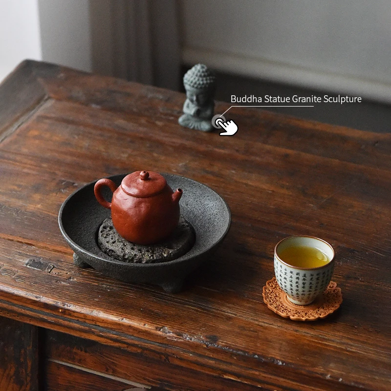 Natürliches Stein-Teetablett, Handgefertigt, Elegantes Zen-Chinesisches Kung-Fu-Teezeremonie-Set, Heimdekoration, Teekannen-Zubehör, Untertasse – Detail 8