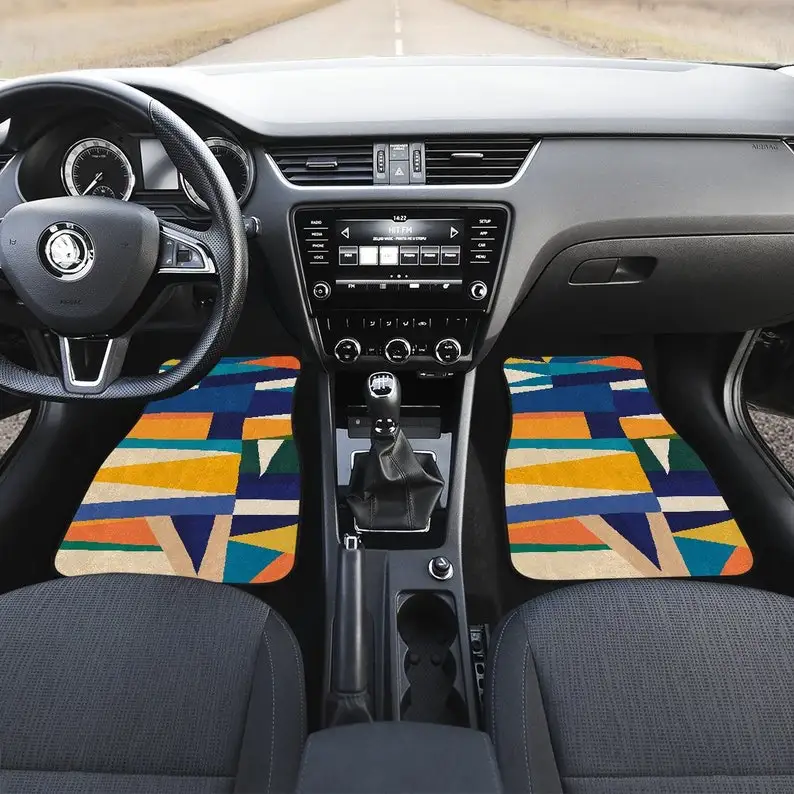 

Colorful Beige Abstract Art Car Floor Mats Set, Front and Back Floor Mats for Car, Car Accessories