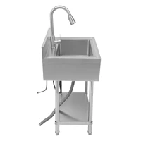 Free Standing Commercial Kitchen Sink Set Stainless Steel for Hand wWashing and Cleaning Food, Fruits and Vegetables 1