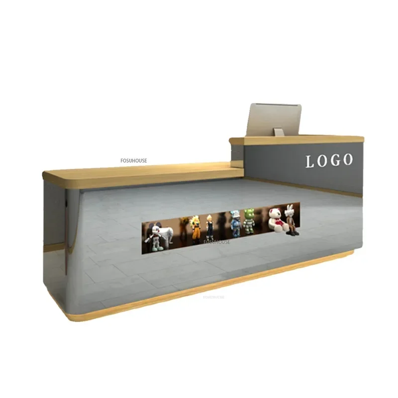 Stainless Steel Clothing Store Reception Desk Small Shop Cashier Counter Luxury Beauty Salon Manicure Shop Front Desk Bar N