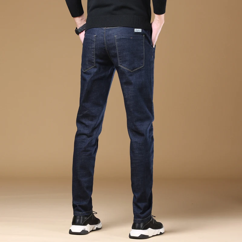 2023 New Fall/Winter stretch jeans for men Spring straight leg loose plus size elastic-waisted Fashion city denim pants
