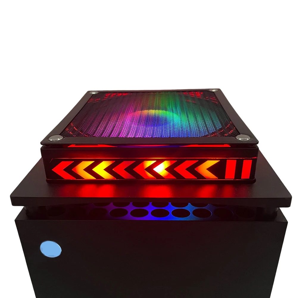 Xbox 시리즈 X용 금속 망 냉각 선풍기, 먼지 방지 외부 냉각 시스템, RGB 라이트 픽업 기능, 5V USB 전원