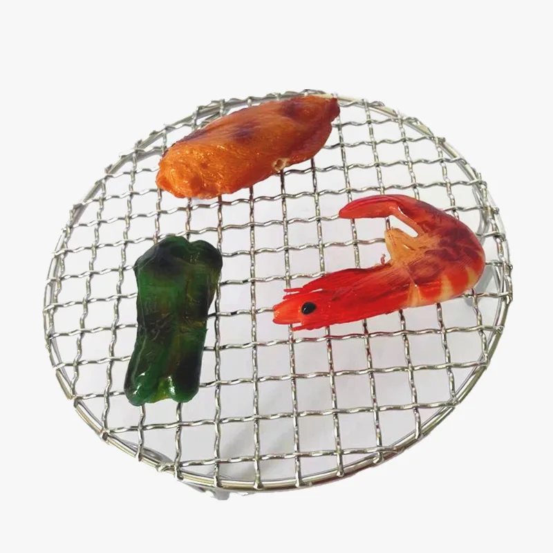 14-38CM Stainless Steel 304 Food Grade BBQ Barbecue Grill Wire Grid Round Mesh Net with 5CM High Feet for Water Oil Draining