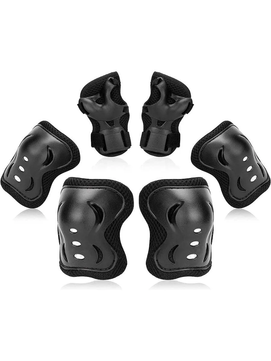 Kids Protective Gear Set Knee Elbow Pads & Wrist Guards for Skateboard Cycling Skating Scooter 6PCS for 3-15 Years