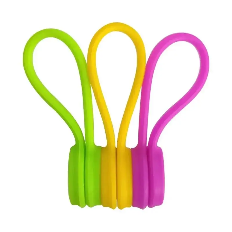 Silicone Magnetic Cable Ties Silicone Management Ties Magnet Twist Ties Reusable Cord Clips Bundling Organizing Headphones Cord
