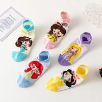 5 Pairs Disney Kids Socks Mesh Breathable Ice Thin Socks Summer Kawaii Cartoon Childrens Mid-calf Cotton Sock for Girls 2