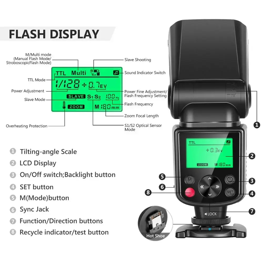 Neewer NW635 TTL GN58 플래시 스피드라이트 키트 ( MI 핫슈 카메라 A7RIV/III/II A7III/II A7SII A6600 A6500 A6400 A6300 호환)