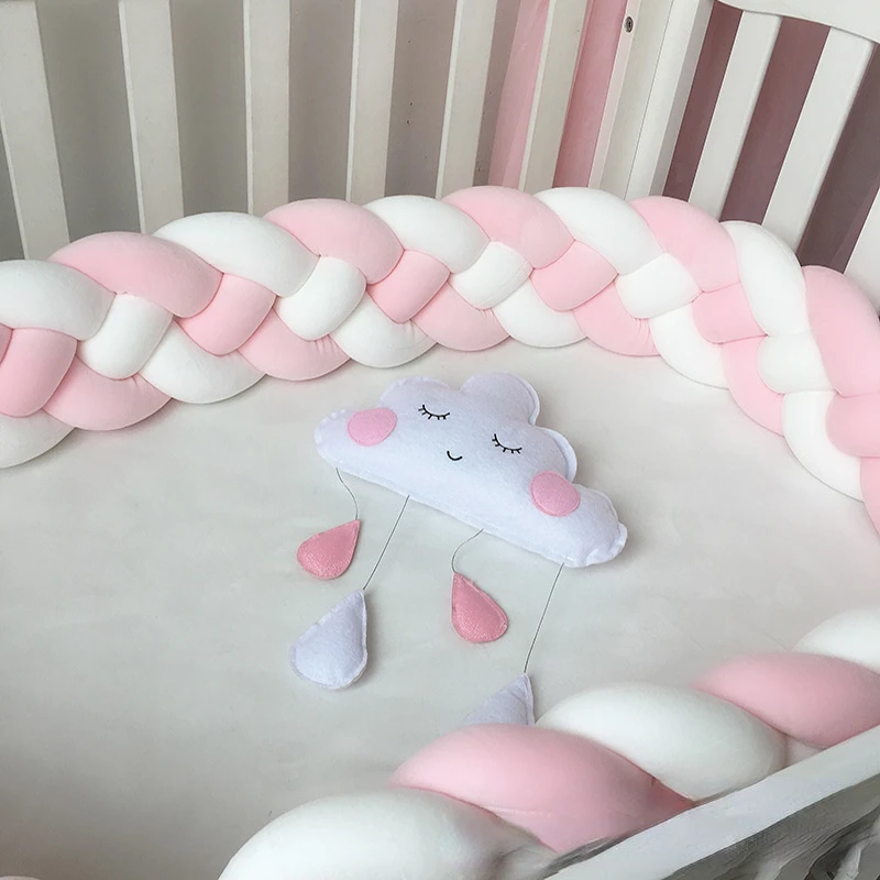 Plush Baby Crib Braid Bumper Cushion with Room Décor Accent