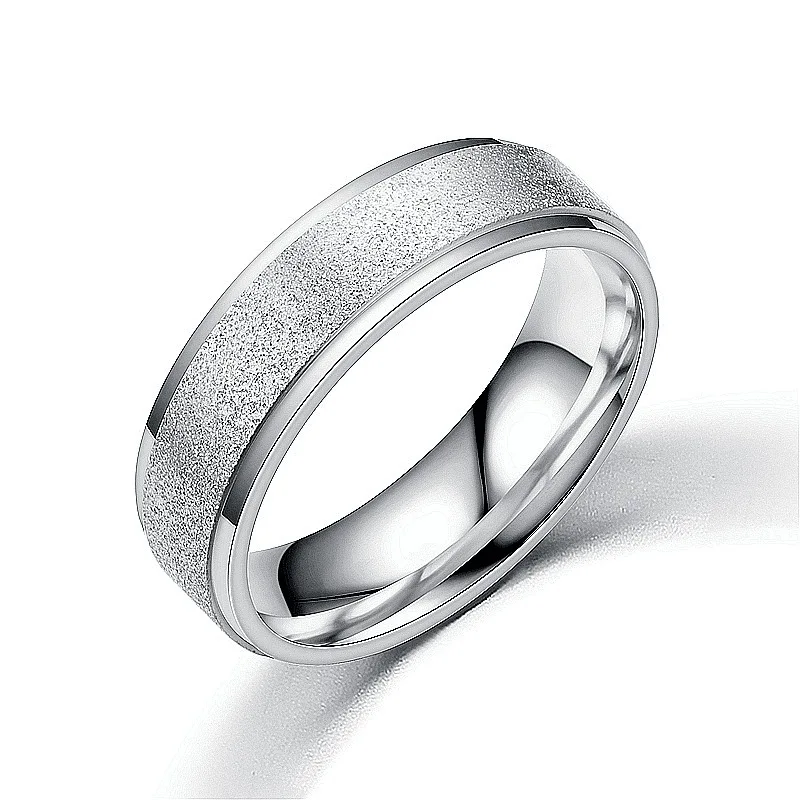 Stainless Steel Matte Frosted Band Ring - Unisex Fashion Jewelry Gift