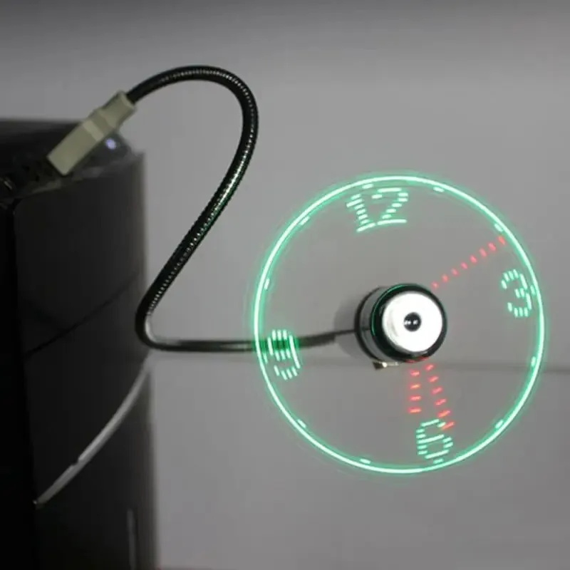 USB Fan Clock Hand Portable Mini Gadget Flexible Gooseneck LED Laptop PC Notebook Real Time Display Adjustable