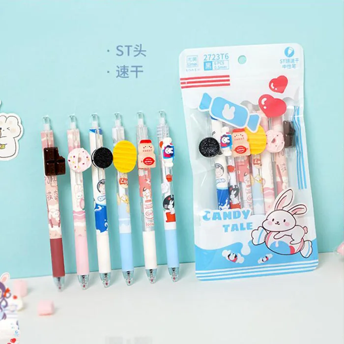 

36 pcs/lot Kawaii Animal Snack Gel Pen Set Cute 0.5mm Black Ink Signature Pens Gift Stationery Office School Supplies wholesale