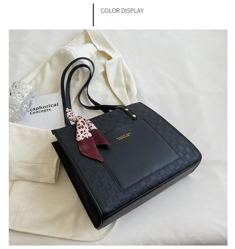 Women's Large Tote Bag With Texture For Daily Commuting And Work_voghion.com