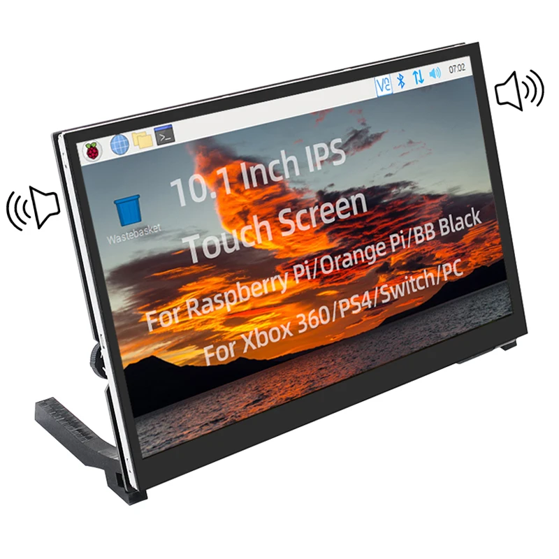 Raspberry pi 10.1 Polegada Tela Sensível ao Toque 1024×600 1280×800 Ips Lcd Opcional Speackers Display Mais Suporte para Rpi Modelo b 3b Mais 3b pc